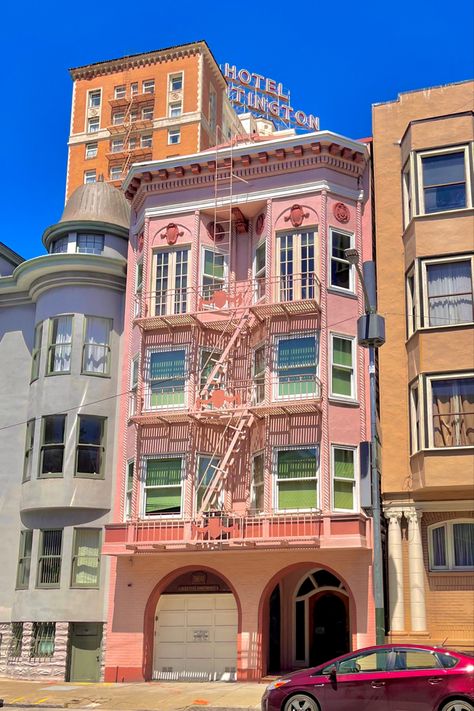 #pink #architecture #sanfrancisco #buildinh #home #aesthetic Small San Francisco Apartment, Bg Reference, Pink Architecture, San Francisco Pictures, California Apartment, San Francisco Apartment, Pretty City, Seoul Travel, San Francisco Houses