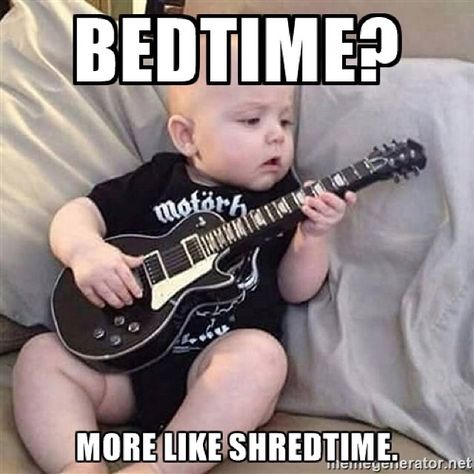 #bandmemes #musicmemes #bandadda We all wish we were as cool as this baby... Metallica Baby, Guitar Quotes, Musician Humor, Best Guitar Players, Bass Guitar Lessons, All About Music, Metal Head, Band Memes, Guitar Strings