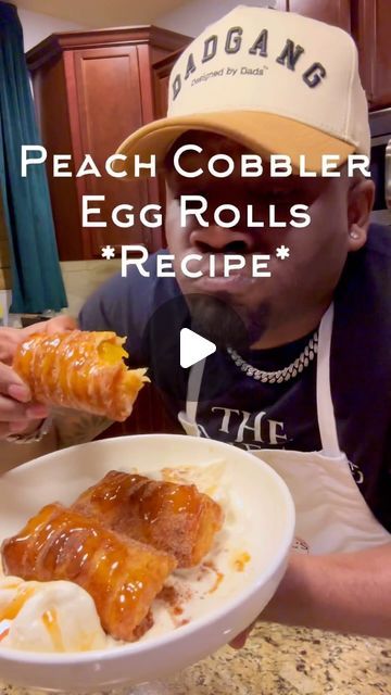 Michael J. O’Neal on Instagram Peach Cobbler Egg Rolls, Egg Rolls Recipe, Hunger Pangs, Peach Recipes, Egg Roll Recipes, Peach Cobbler Recipe, Creative Desserts, Peach Recipe, Viral Reels