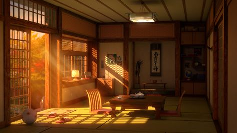 Japanese Lighting, Perspective Room, Japanese Room, Scenery Background, Interior Illustration, Japanese House, Environment Design, Environment Concept Art, Architecture Building