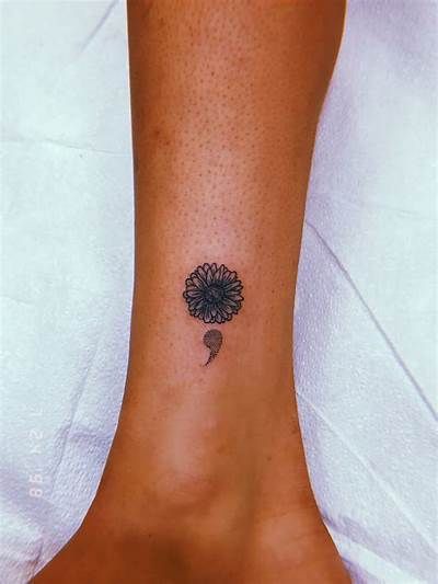 White daisy semicolon tattoo | Sunflower And Semicolon Tattoo, Daisy And Semicolon Tattoo, Semi Colon Tattoo Flower, White Semicolon, Flower And Semicolon Tattoo, Flower Semi Colon, Sunflower Sleeve, Tattoo Semicolon, Semicolon Tattoo Meaning