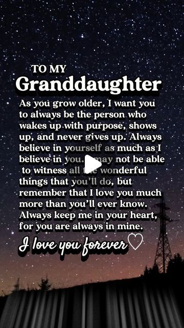 Sugar Spring Co | Heartwarming Family Gifts on Instagram: "Perfectly said! 💖 #granddaughter #grandparenting #grandfather #granddaughter #ilovemygrandkids #grandma #grandparenting #grandmother #ilovemygranddaughter #beautiful #family #countrymusic #farmlife #wine #familylove #lovequotes #dailymotivation #inspirationalwords #foryoupageviralシ��゚" First Grandchild Quotes Sayings, Message To Granddaughter, Granddaughter Quotes Inspiration, Letters To My Granddaughter, Goodnight Granddaughter, Good Night Granddaughter, Granddaughter Graduation Quotes, Grandaughter Quotes Love Heart, Happy Birthday Granddaughter Love You