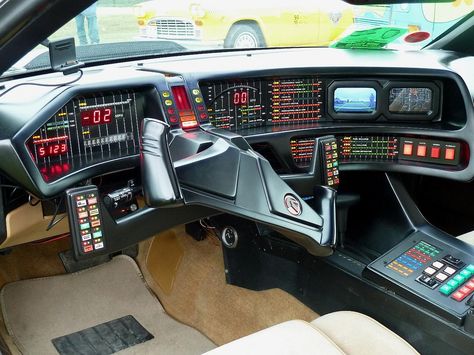 KITT - Knight Rider Cabin | This is the "Dash" of a KITT (Knight Industries Two Thousand) Knight Rider (Special) It is fully functional and full of 'gismos' The car is based on a 1982 modifed Pontiac Trans AM. This one seen at the Motcombe Motor Pageant (Dorset) June 2012 Kitt Knight Rider, Famous Vehicles, Car Ui, Tv Cars, Concept Car Design, Knight Rider, Cars Movie, Trans Am, Pontiac Firebird