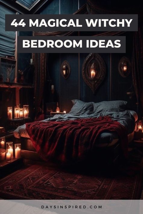 Dark Fairy Bedroom, Small Bedroom Inspirations Cozy, Bedroom Fairycore, Bedroom Feminine, Witchy Bedroom Ideas, Dark Boho Bedroom, Bedroom Moody, Fairycore Decor, Witch Bedrooms