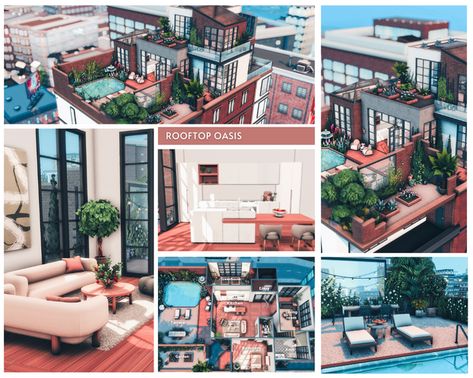 Rooftop Oasis | Patreon Rooftop Oasis, Rooftop Cinema, Sims 4 Build, The Sims 4, Penthouse, The Sims, Sims 4, Oasis, Terrace