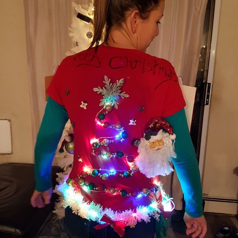 My DIY Christmas shirt. This is the back! Diy Christmas Shirt, Christmas Shirt Ideas, Diy Christmas Shirts, Ugly Christmas Shirts, Christmas Shirts For Kids, Christmas Present, Ugly Sweater, Shirt Ideas, Christmas Shirt