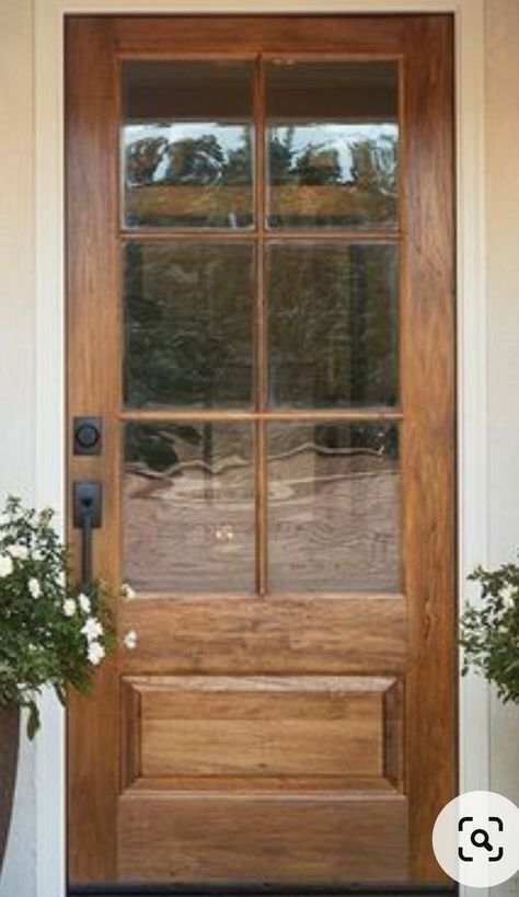 Stained Front Door, Home Exterior Ideas, Modern Home Exterior, Rustic Landscaping, Farmhouse Front Door, Wood Exterior Door, Wood Front Doors, Front Doors With Windows, Wooden Front Doors