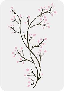 FINGERINSPIRE Branch Painting Stencils 11.7x8.3 inch Large Bare Branches & Budding Flower Drawing Stencil Plastic PET Tree Branch Stencil DIY Art Crafts for Painting on Wall Tiles Windows Fabric Tree Branch Stencil, Branches Painting, Budding Flower, Branch Painting, Branch With Flowers, Painting On Wall, Branch Drawing, Diy Art Crafts, Painting Stencils