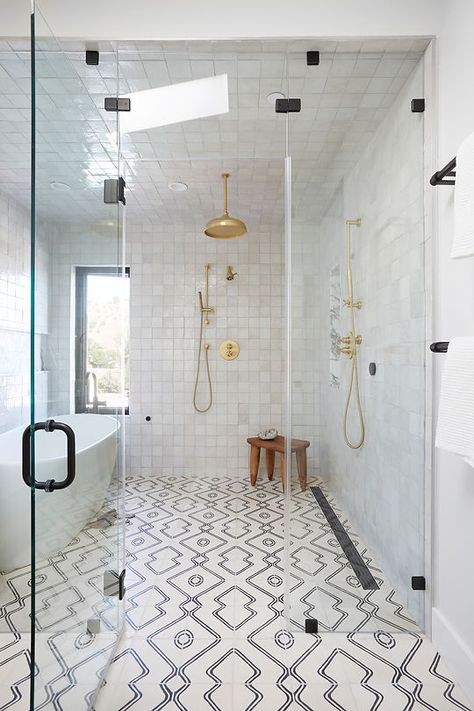 Ventura | Veneer Designs White Shower Tile, Wet Room Bathroom, Black Floor Tiles, Glass Shower Doors Frameless, Bathtub Tile, Shower Floor Tile, Glass Shower Enclosures, White Subway Tiles, Wet Room