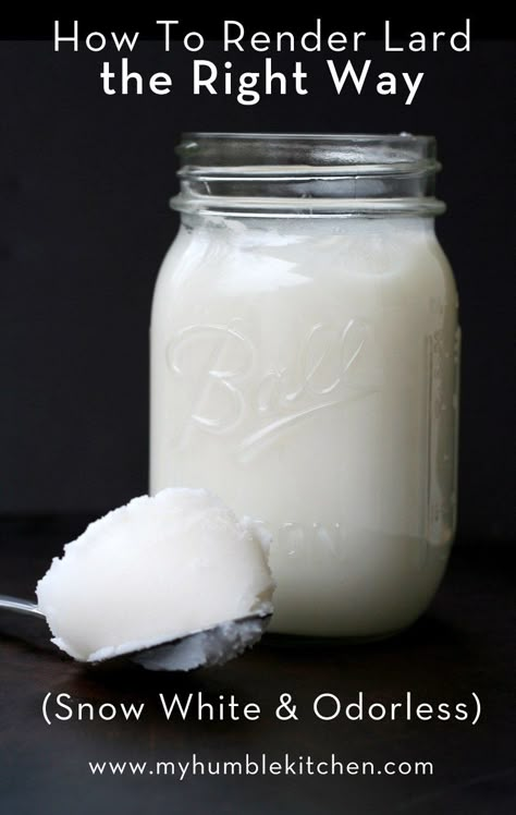 How to Render Lard the Right Way, Snow White and Odorless | myhumblekitchen.com Render Lard, Rendering Lard, Humble Kitchen, How To Render, Canning Food Preservation, Home Canning, Survival Food, Preserving Food, Canning Recipes