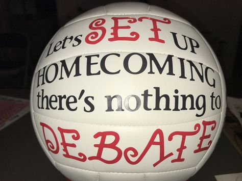 Homecoming Invite with Volleyball and Debate theme Cute Prom Proposals, Prom Proposals, Prom Proposal, Volleyball, Homecoming, Prom, Let It Be