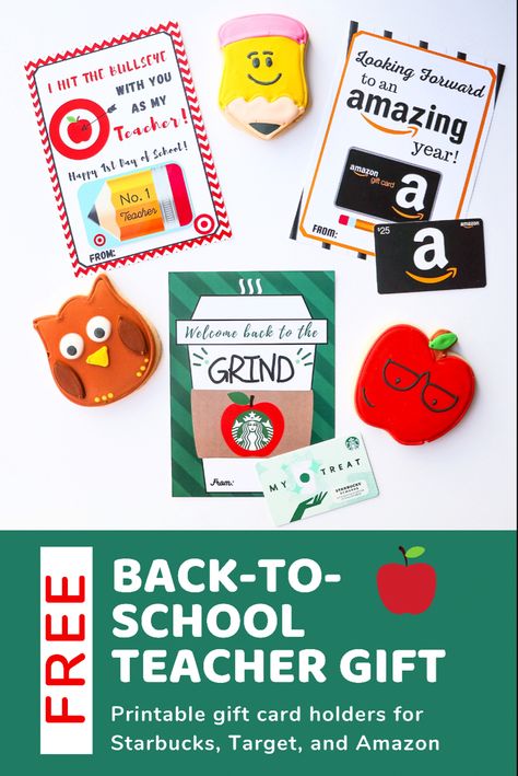 Free Teacher Gift Card Printable, Starbucks Gift Card Ideas For Teachers, Free Back To School Teacher Gift Tags, Target Gift Card Teacher Free Printable, Teacher Coffee Gift Card Free Printable, Teacher Starbucks Gift Card Printable, Gift Card Teacher Gifts, 1st Day Teacher Gift Ideas, Back To School Teacher Gift Tags Printable Free