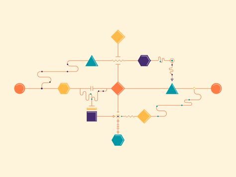 A flow chart/schematic thing for a current project. Check it out at 2x. You can see more work here:  Portfolio Flow Illustration, Timeline Animation, Flow Chart Design, Illustration Gif, Penrose Triangle, Flow Charts, Flow Diagram, Data Flow, Loop Animation