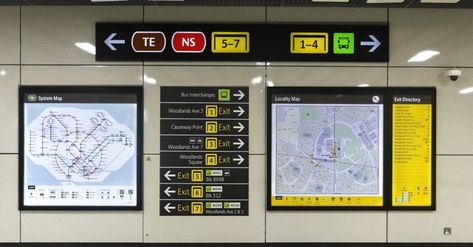 One Designer’s Quest to Redesign Singapore’s Subway Signage Metro Station Design, Bloxburg Nyc, Subway Photos, Japanese Signs, Subway Design, Brand Wall, Exhibition Project, Station Map, Wayfinding Signage Design