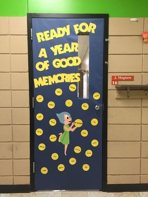 91 Welcoming Classroom Door Decorations for Back to School Classroom Door Decorations Welcome Back, Grade 4 Door Decoration, Inside Out Door Decorations Classroom, Welcome Back Classroom Door, Classroom Door Ideas Inside Out, Inside Out Door Theme, Inside Out Classroom Theme Bulletin Boards, Disney Themed Classroom Doors, Classroom Door Disney