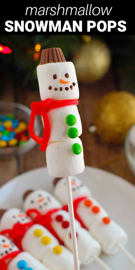 Holiday Hot Cocoa Bar, Marshmallow Snowmen, Snowman Treats, Edible Christmas Gifts, Marshmallow Snowman, Snowman Cupcakes, Cute Marshmallows, Easy Christmas Treats, Peanut Butter Candy