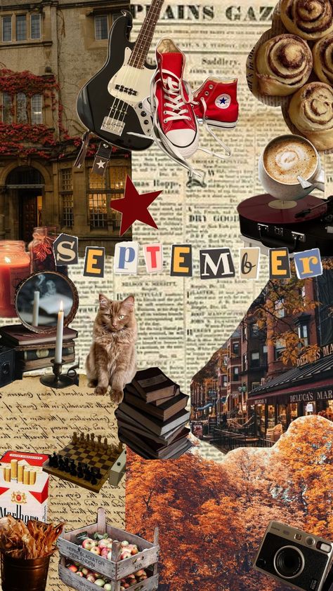 #september #autumn #autumnaesthetic September Collage, September Scrapbook, September Mood Board, September Aesthetic, September Mood, September School, September Wallpaper, September Autumn, Word Collage