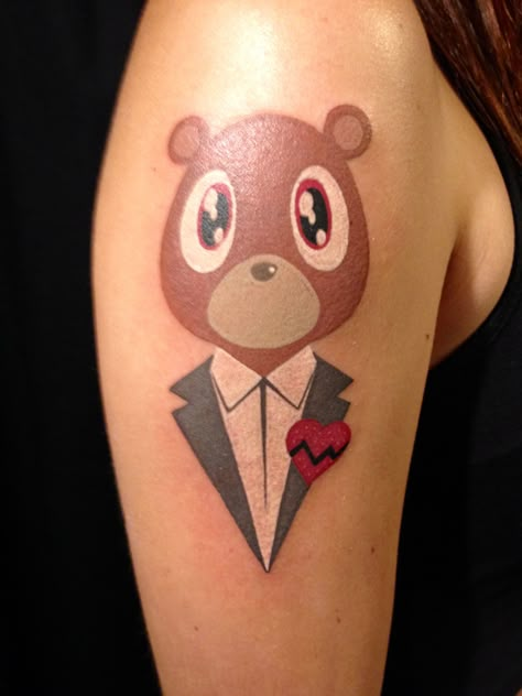 808s & Heartbreak. Kanye West tattoo. Kanye West Bear Tattoo, Kanye Bear Tattoo, Kanye Tattoo, Kanye West Bear, Bear Tattoo, Stylist Tattoos, Dope Tattoos, Tattoo Styles, Kanye West