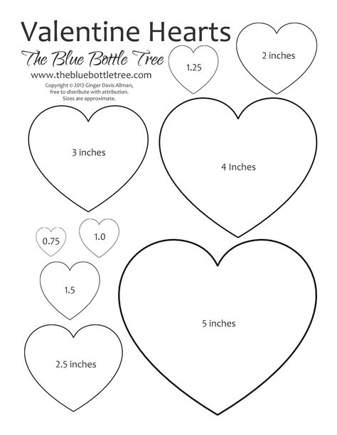 Valentine Hearts Clip Art, in sizes ranging from 3/4" to 5", printing on either letter or A4 sized paper. Printable Hearts, Blue Bottle Tree, Printable Heart Template, Hearts Clipart, Valentines Bricolage, Heart Clip Art, Bottle Tree, Heart Printable, Valentine's Day Printables