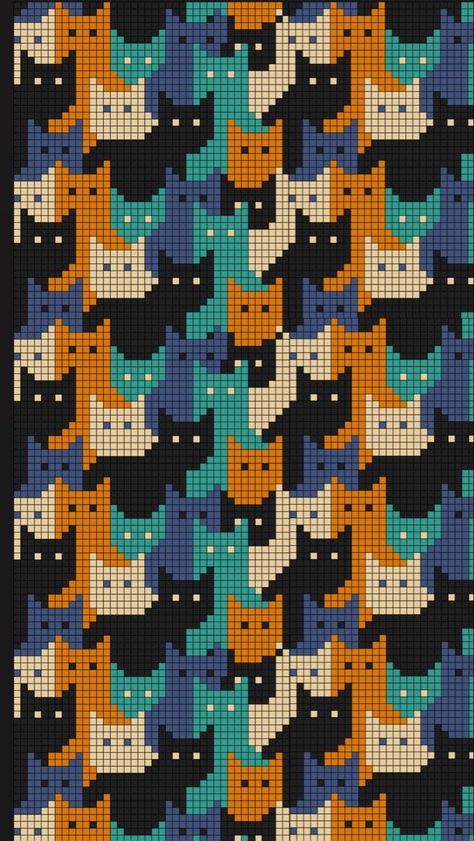 Cat Grid Crochet, Cat Pixel Grid Crochet, Pixel Art Knitting, Cat Tapestry Crochet Pattern, Cat Grid Pattern, Pixel Art Grid Crochet, Crochet Cat Tapestry, Cat Pixel Art Grid, Crochet Pixel Grid Patterns