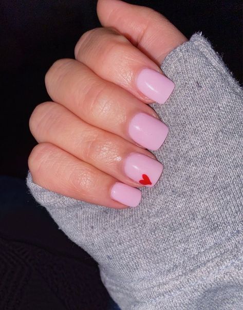 Classy Valentines Nails Pink, Red Valentines Day Nails Simple, Valentines Nails On Natural Nails, Nail Inspo Valentines Day Simple, Simple Vday Nails Short, Very Short Nails Valentines Day, Nails Pink Valentines Day, Non Basic Valentines Nails, Valentine’s Day Pink Nails