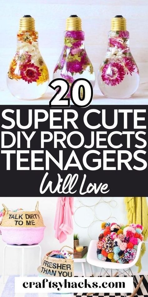 Diy Teenage Room Decor Ideas, Creative Projects For School, Teenage Crafts Projects, Teenage Craft Ideas, Crafts For Teenagers Girl, Teenager Craft Ideas, Crafts For Girls Age 10 Diy, Kids Projects For Summer, Back To School Crafts For Teens