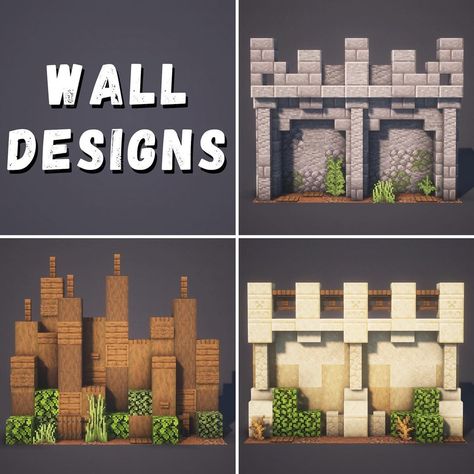 Palisade Wall Minecraft, Minecraft Village Wall Design, Minecraft Walls Ideas Medieval, Minecraft Tall Wall Designs, Minecraft City Wall Designs, Minecraft Palisade Wall, Wall Minecraft Designs, Minecraft Village Wall, Wall Ideas Minecraft