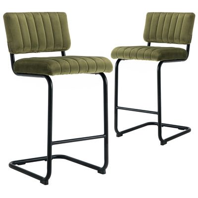 Oslo Home 66cm Brie Velvet Barstools | Temple & Webster Inexpensive Interior Design, Chairs For Kitchen Island, Green Bar Stools, Bar Chairs Kitchen, Green Velvet Chair, Rattan Counter Stools, Mid Century Modern Bar, Eames House, Mid Century Modern Home Decor