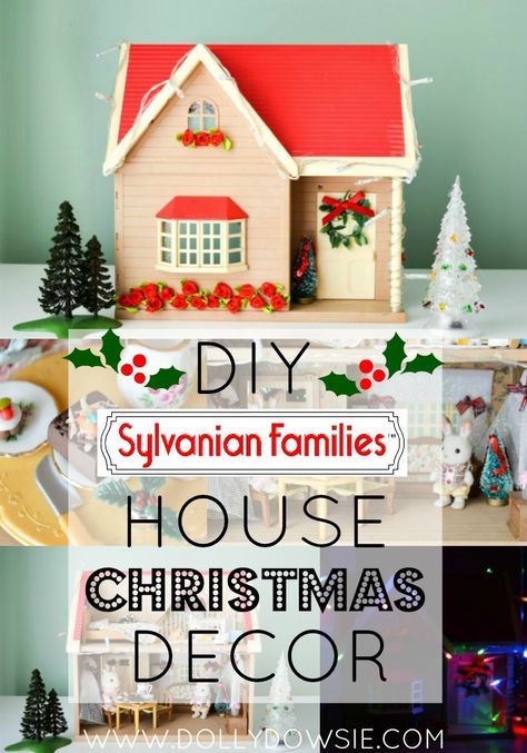 DIY Sylvanian Families House Christmas Decor ♥ Diy Calico Critters Stuff, Sylvanian Families Display, Sylvanian Display, House Christmas Decor, Sylvanian Families House, Christmas Presents For Girls, Calico Critters Families, Calico Critter, Sylvanian Family