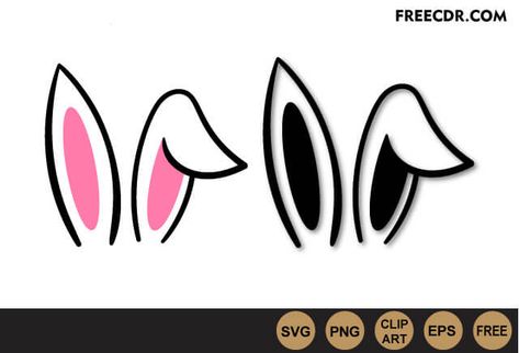 Bunny Ears Svg Free, Bunny Svg Free, Black Bunny Ears, Diy Bunny Ears, Easter Svg Files, Bunny Ears Headband, Ear Art, Black Bunny, Easter Bunny Ears