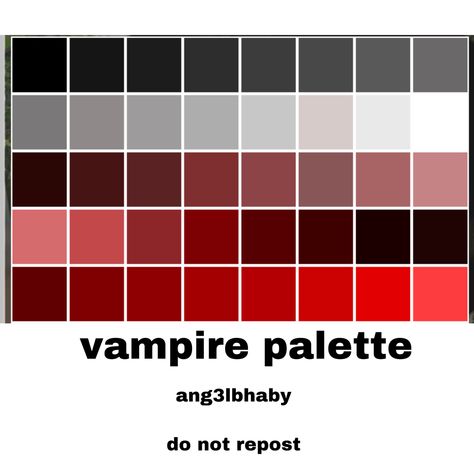 Hazbin Hotel Color Palette, Ibispaint Palette, Horror Colour Palette, Vampire Skin Color Palette, Vampire Colour Palette, Vampire Skin Pallete, Ibis Paint Color Palette, Vampire Palette, Demon Color Palette