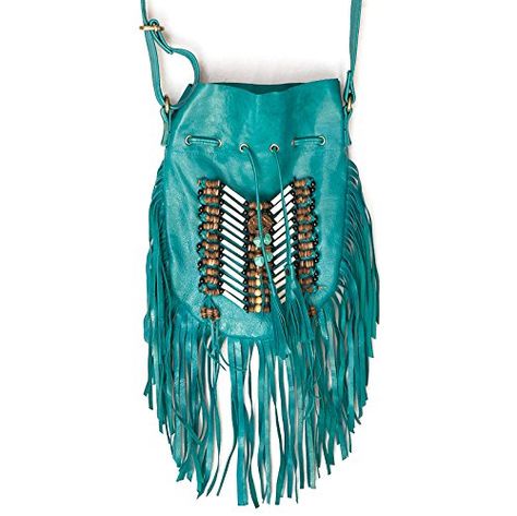 Turquoise Boho Bag  Real Leather  Fringe Purse  Bohemian Bags  Hobo Tote Handbag * See this great product. Handmade Bags Boho, Bohemian Handbags, Leather Fringe Purse, Boho Chic Bags, Kavu Rope Bag, Seatbelt Bags, Soft Leather Tote, Unique Handbag, Diy Clothes And Shoes