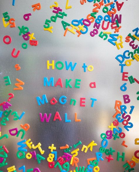 Make a Magnet Wall (DIY) | Oh Happy Day! Magnet Wall, Diy Magnets, Diy Wand, Oh Happy Day, Magnetic Wall, Toy Rooms, Child's Room, Kids Playroom, Kid Spaces