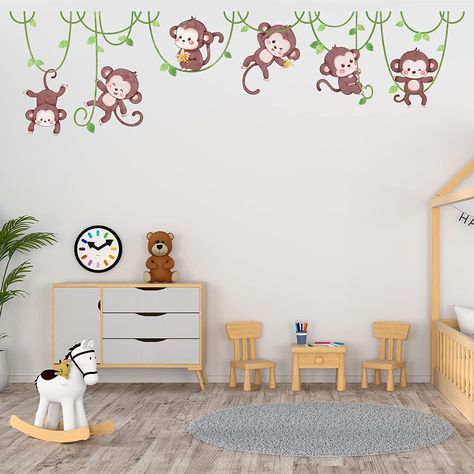 Suplanet Monkey Wall Stickers Jungle Wall Decor Safari Wall Decals for Kids Baby Boys Room Nursery Wall Decor Home Decoration for Bedroom Playroom Jungle Wall Decor, Kids Bedroom Wall Art, Kids Bedroom Art, Monkey Wall, Jungle Wall, Animal Wall Decals, Safari Nursery Decor, Baby Boy Room Nursery, Vinyl Wall Art Decals