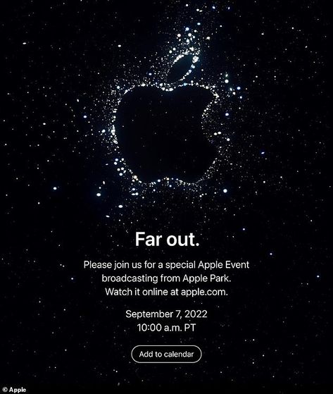 Apple have officially announced a mysterious event referred to as 'Far Out' for next Wednesday, September 7, which is expected to launch the iPhone 14 range Event Launch Poster, Event Launch, Apple Advertising, Apple Packaging, Apple Event, Apple Launch, Apple Park, Channel Branding, Event Poster Design