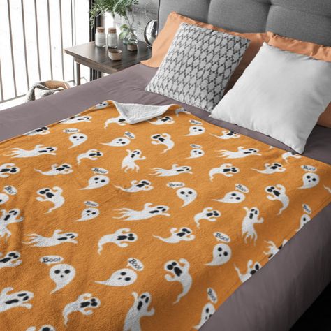 Cute little Ghosts Scary Fun Halloween  Fleece Blanket Ghosts Scary, Blanket Ghost, Ghost Blanket, Blanket Halloween, Ghost Pattern, Budget Friendly Gift, Halloween Blanket, Diy Holiday Gifts, Halloween Store