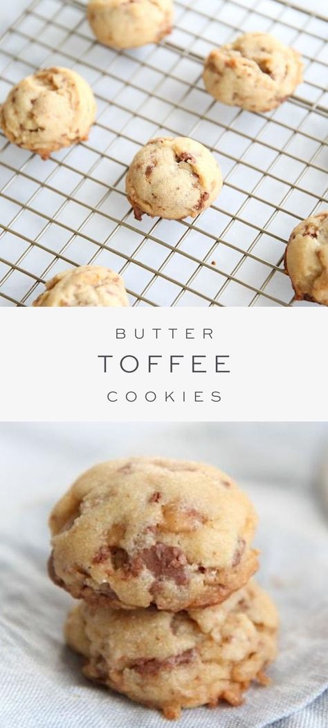 Toffee Christmas Cookies, Cookie Bites Recipe, Nutty Butter Cookies, Toffee Cookies Bars, Recipes Using Toffee Bits, What To Make With Toffee Bits, Toffee Bits Recipe Baking, Cookie Bites, Fall Cookie Flavors