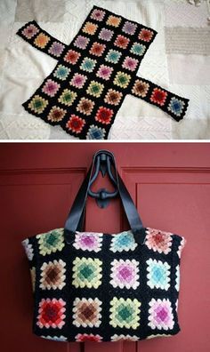 granny square bag Sac Granny Square, Motifs Granny Square, شال كروشيه, Confection Au Crochet, Granny Square Bag, Crochet Shawls, Crochet Blog, Crochet Bags Purses, Granny Squares Pattern