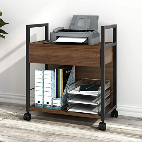 Amazon.com : DEVAISE Mobile Printer Stand with Storage Drawer, Modern File Cabinet Printer Cart for Home Office : Office Products Cricket Organization, Filing Cabinet Ideas, Study Makeover, Office Remodel Ideas, Pc Desk Setup, Printer Station, Amazing Home Office, Home Office Furniture Ideas, Modern File Cabinet