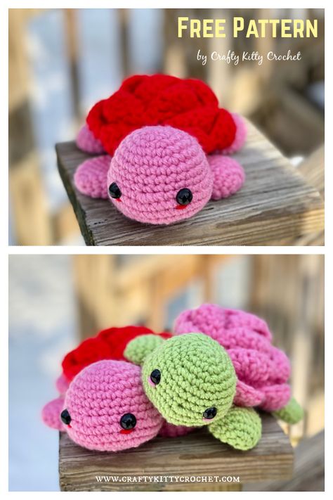 Amigurumi Rosy Turtle Free Crochet Pattern Crochet Patterns Nerdy, Valentine Crochet Amigurumi, Valentines Free Crochet Patterns, Hei Hei Crochet Pattern Free, Crochet Patterns For Toys, Easy Crochet Arigumi, Easy Crochet Valentine Patterns, Valentines Crochet Gifts, Free Valentines Crochet Patterns