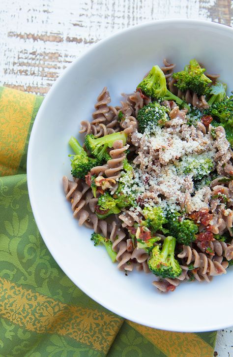 Whole Grain Pasta With Broccoli and Sun-Dried Tomatoes | Italian Food Forever Whole Grain Pasta, Pasta With Broccoli, Random Recipes, Easy Pasta Dishes, Healthy Tacos, Healthy Recipe Videos, Healthy Desserts Easy, Healthy Pasta Recipes, Sun Dried Tomatoes