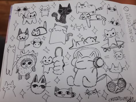 Credits: People who drew these cats! Silly People Drawing, Doodle Of People, Cats Doodle Art, Doodles Of Cats, Doodles People, Silly Cat Doodles, Cute Cat Doodles, Doodles Cat, People Doodles