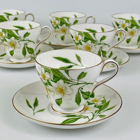 Sip your hot beverage with a touch of history! These vintage Shelley bone china cups and saucers in the beautiful Syringa pattern from 1938 are perfect for all occasions. Studio crafted and made in the UK, this six-piece set is the epitome of English country style. #vintage #Shelley #bonechina #Syringa #tea #cupsandsaucers https://ebay.us/ptg7dh Shelley Tea Cups, Antique Tea Cups, English Country Style, China Cups And Saucers, Antique Tea, China Cups, Cups And Saucers, Country Style, Bone China