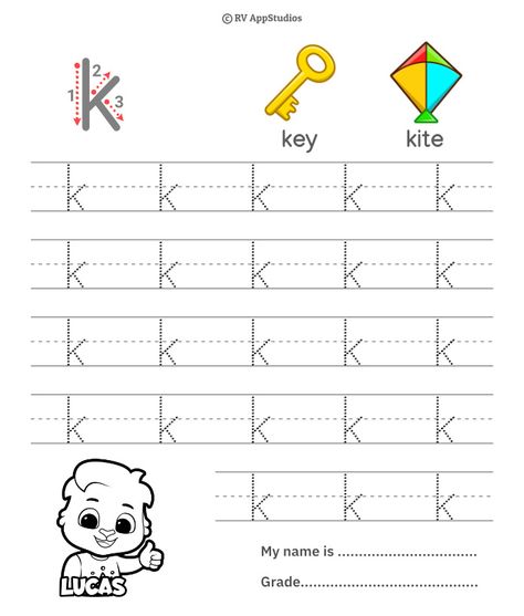 Small Letter k Trace Letter K Worksheet, Lower Case K, Printable Alphabet Worksheets, Kids Worksheets, Small Letter, Kids Worksheets Printables, Lowercase Alphabet, Lowercase Letter, Printable Alphabet