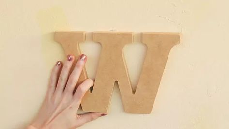 3 Ways to Hang Wooden Letters on a Wall - wikiHow Wood Letters On Wall, Large Letters On Wall, Name Letters On Wall, Home Letters On Wall, Wooden Letter Decoration Ideas, Letters On Wall, Diy Wall Letters, Letter Decoration Ideas, Diy Wooden Letters