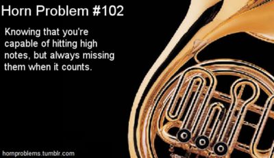 I can get a high e. Well. I can get them at home when I haven't done any warming up and I should sound horrible. But as soon as I go into band with the intention of nailing that high note, I crash and burn. Ugh! French Horn Humor, Band Problems, Learning A Language, High School Marching Band, Band Teacher, Marching Band Humor, Band Jokes, Music Jokes, Learning French