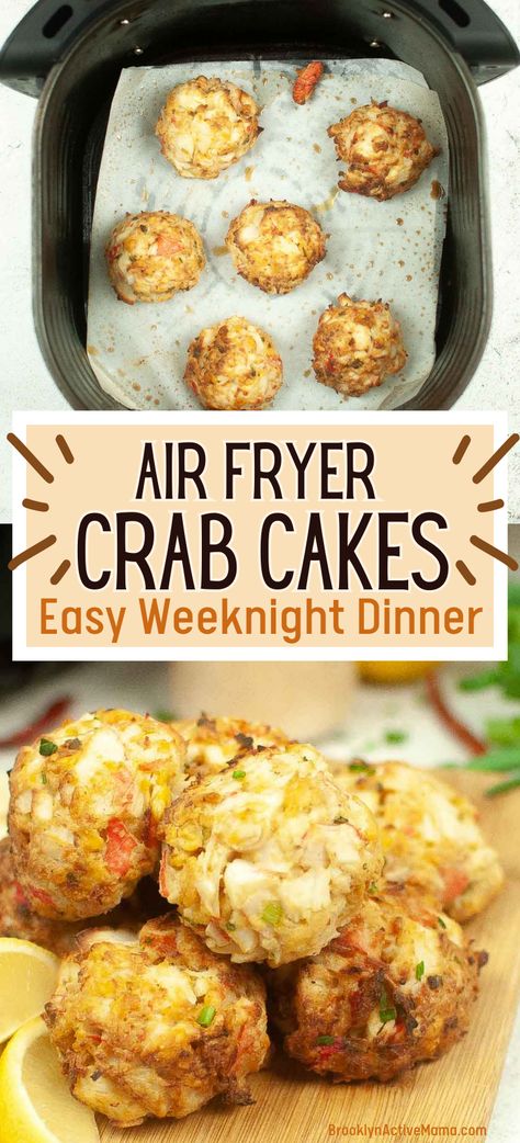 Easy Air Fryer Crab Cakes Air Fryer Crab Cakes Recipes, Imation Crab Recipes Air Fryer, Imitatation Crab Recipe Ideas Air Fryer, Crab Balls Recipe Air Fryer, Crab Cakes In Air Fryer, Crab Bites Recipe, Crab Balls Recipe, Air Fryer Crab Cakes, Frozen Crab Cakes