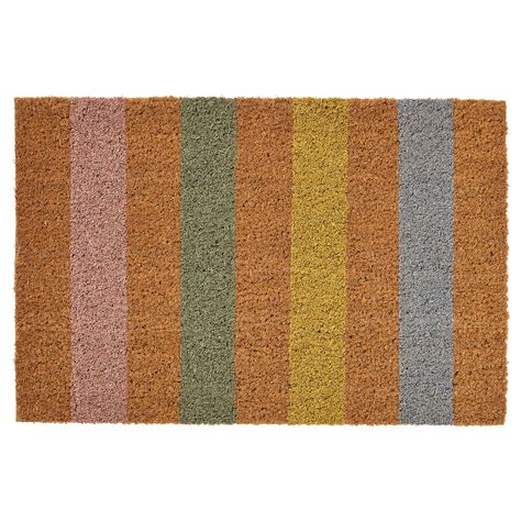 SÖLLESTED Door mat, indoor, natural/stripe, 40x60 cm This colourful striped door mat adds a welcoming and cheerful feeling to your entrance. The natural coir withstands heavy use in busy areas and the non-skid backing makes sure the doormat stays put. Ikea Door, Striped Door, Spring Doormats, Door Mat Indoor, Ikea Shopping, Ikea Ireland, Coir Doormat, Modern Kitchens, Ikea Furniture