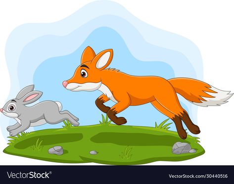 Fox Walking, Fox In Forest, Fox In The Forest, Fox Cartoon, Grass Vector, Happy Fox, Fox Images, School Frame, Fox And Rabbit