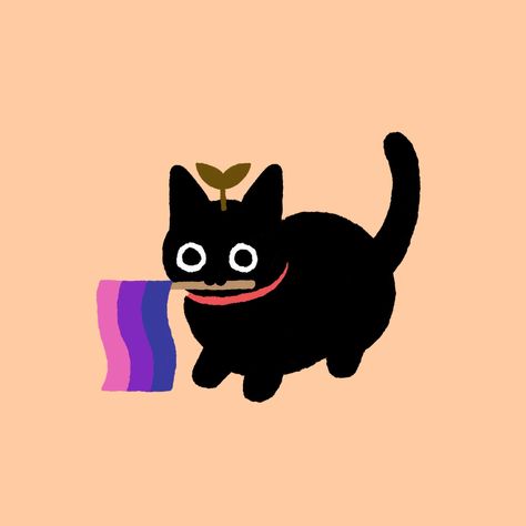 Black Cat Drawing, Black Cat Aesthetic, Bi Flag, Cat Doodle, Art Mignon, Cat Icon, A Black Cat, Cat Aesthetic, Cat Drawing